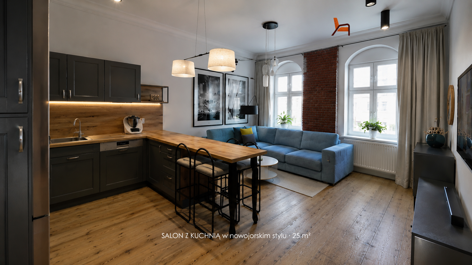 Salon z kuchnią inspiracje projekty
